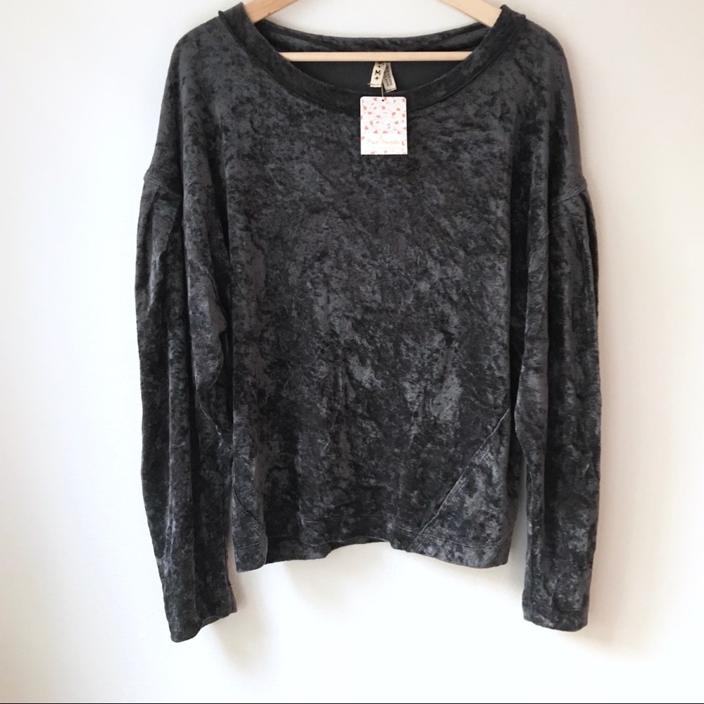 Free People Layering Pullover Gray Velvet Sweater